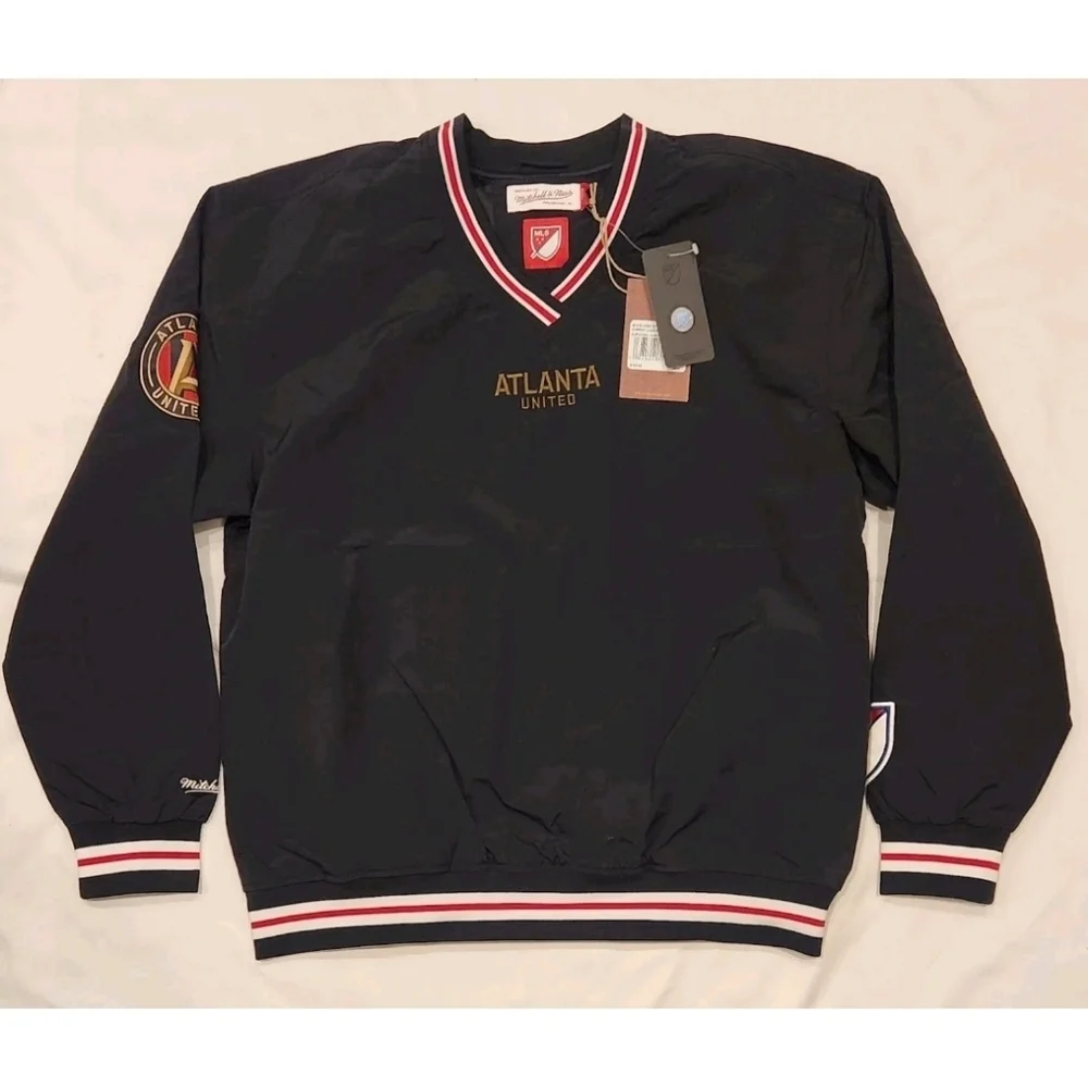 Mitchell & Ness Black Pullover Windbreaker Atlanta FC United Soccer Men's Medium